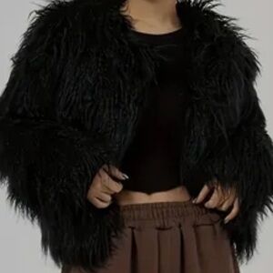 Fabulous Furs Black Faux Fur Jacket